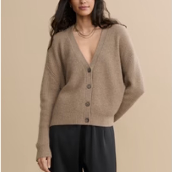 Everlane • The Cocoon Cardigan Alpaca Organic Cotton in Heather Taupe Brown - Picture 1 of 6